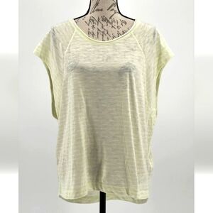 Free People Top  Short Sleeve Yellow & White Relaxed Blouse Size XS